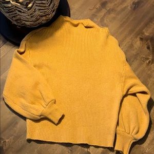 SM Women’s Mustard Turtle-Neck Crop Top Sweater